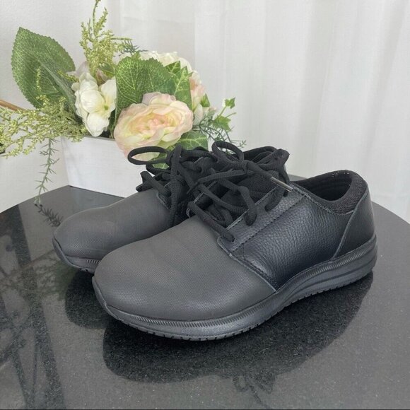TredSafe Black Lace Up Oil & Slip Resistant Shoes. Men SZ 6M Women SZ 7W Unisex - Picture 1 of 12